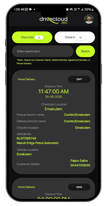 Fleet management system mobile dashboard interface